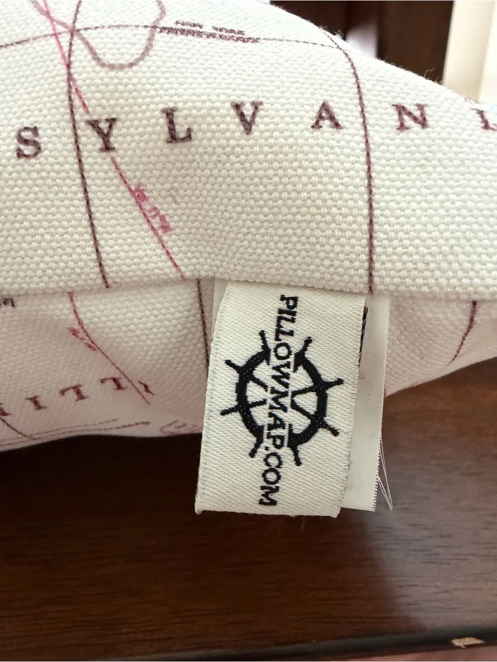 Map Print Decorative Pillow - Pink and Cream